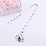 925 Silver Butterfly Necklace Crystal Round Pendants