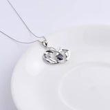 925 Silver Butterfly Necklace Crystal Round Pendants