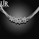 925 Silver Smooth Bead Ball Grapes Necklace 18 Inches Chain Woman Jewelry