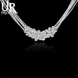 925 Silver Smooth Bead Ball Grapes Necklace 18 Inches Chain Woman Jewelry
