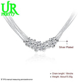 925 Silver Smooth Bead Ball Grapes Necklace 18 Inches Chain Woman Jewelry
