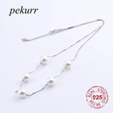925 Silver 8.5mm Shell Pearl Necklace Long Box Chain Pendant