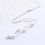 925 Silver 8.5mm Shell Pearl Necklace Long Box Chain Pendant