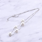 925 Silver 8.5mm Shell Pearl Necklace Long Box Chain Pendant