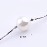 925 Silver 8.5mm Shell Pearl Necklace Long Box Chain Pendant