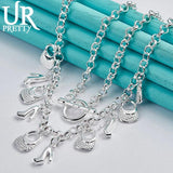 925 Silver High-Heeled Shoes Necklace 18 Inch Chain