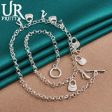 925 Silver High-Heeled Shoes Necklace 18 Inch Chain
