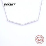 925 Silver Cubic Zircon Link Strip Necklace Geometric Branch Choker
