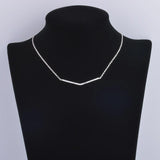 925 Silver Cubic Zircon Link Strip Necklace Geometric Branch Choker
