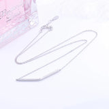 925 Silver Cubic Zircon Link Strip Necklace Geometric Branch Choker