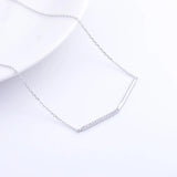 925 Silver Cubic Zircon Link Strip Necklace Geometric Branch Choker