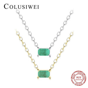 Colusiwei 925 Silver Paraiba Tourmaline Pendant Necklace Vintage Style