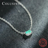 Colusiwei 925 Silver Paraiba Tourmaline Pendant Necklace Vintage Style