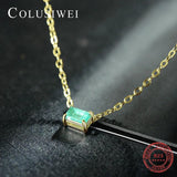 Colusiwei 925 Silver Paraiba Tourmaline Pendant Necklace Vintage Style