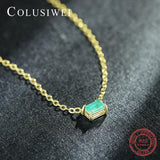 Colusiwei 925 Silver Paraiba Tourmaline Pendant Necklace Vintage Style