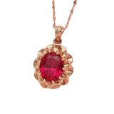 Purple Inlaid Ruby Flower Pendant 14K Rose Plated Choker Necklace