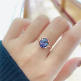 14K Rose Pendant with Purple Sapphire Oval Crystal Chains