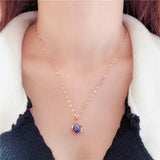 14K Rose Pendant with Purple Sapphire Oval Crystal Chains