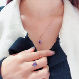 14K Rose Pendant with Purple Sapphire Oval Crystal Chains