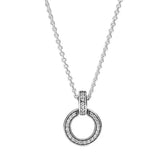925 Silver Heart Circle Charm Necklace for Beaded DIY