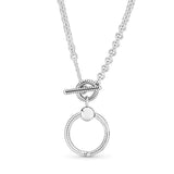 925 Silver Heart Circle Charm Necklace for Beaded DIY