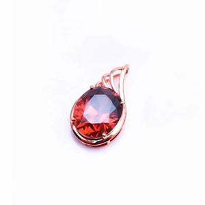 14K Rose Gold Plated Ruby Oval Necklace Pendant for Women