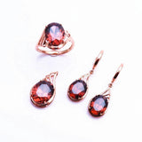14K Rose Gold Plated Ruby Oval Necklace Pendant for Women