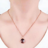 14K Rose Gold Plated Ruby Oval Necklace Pendant for Women
