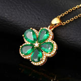 Flower Gemstone Nano Emerald Pendant 925 Sterling Silver Necklace