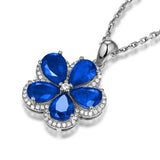 Flower Gemstone Nano Emerald Pendant 925 Sterling Silver Necklace
