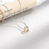 925 Silver Crystal Champagne Pendant Necklace Women's Fine Jewelry