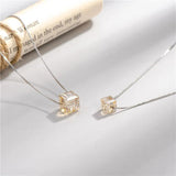 925 Silver Crystal Champagne Pendant Necklace Women's Fine Jewelry