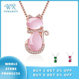 Silver Rose Quartz Pendant Necklaces For Women