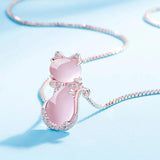 Silver Rose Quartz Pendant Necklaces For Women