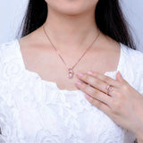 Silver Rose Quartz Pendant Necklaces For Women