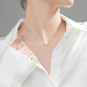 925 Sterling Silver Necklace with Shell Pearl Pendant