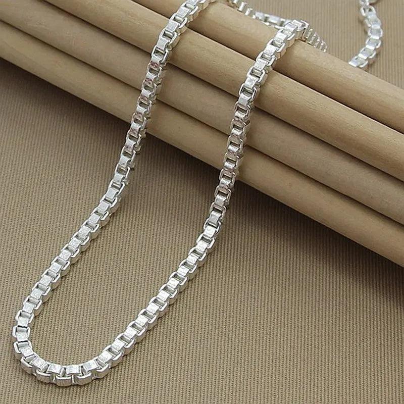 925 Silver Box Chain Necklace 4MM Width