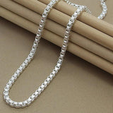 925 Silver Box Chain Necklace 4MM Width