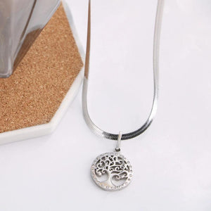 Vintage Hollow Tree of Life Titanium Steel Necklace