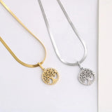 Vintage Hollow Tree of Life Titanium Steel Necklace