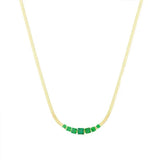Green Crystal Stainless Steel Necklace for Women, Non Fading Jewelry