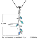 Tree Leaf Pendant Fire Opal Necklace 925 Sterling Silver Birthstone Jewelry