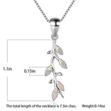 Tree Leaf Pendant Fire Opal Necklace 925 Sterling Silver Birthstone Jewelry
