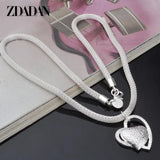 925 Silver Heart Pendant Necklace Chain Wedding Engagement Jewelry