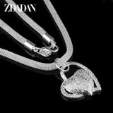 925 Silver Heart Pendant Necklace Chain Wedding Engagement Jewelry