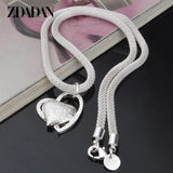 925 Silver Heart Pendant Necklace Chain Wedding Engagement Jewelry