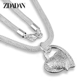 925 Silver Heart Pendant Necklace Chain Wedding Engagement Jewelry