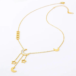 Star & Moon Necklace Jumper Chain Titanium Steel Collarbone Chain