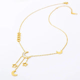 Star & Moon Necklace Jumper Chain Titanium Steel Collarbone Chain