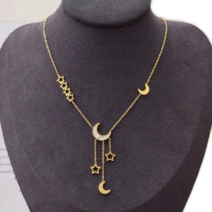 Star & Moon Necklace Jumper Chain Titanium Steel Collarbone Chain